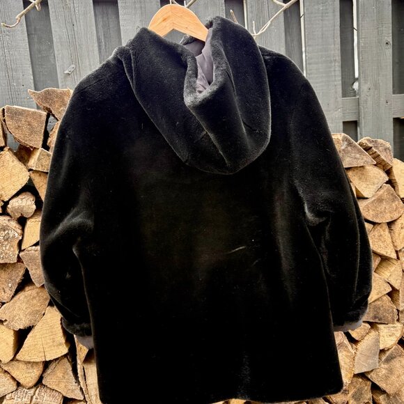 Vintage black faux fur reversible coat - Picture 3 of 3